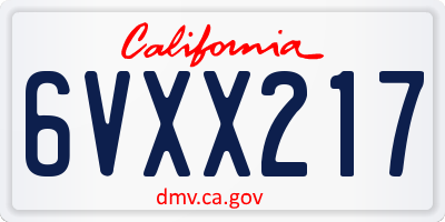 CA license plate 6VXX217