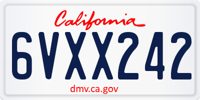 CA license plate 6VXX242