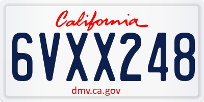 CA license plate 6VXX248