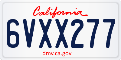 CA license plate 6VXX277