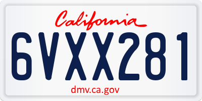 CA license plate 6VXX281