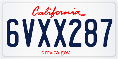 CA license plate 6VXX287