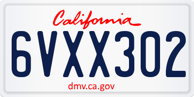 CA license plate 6VXX302