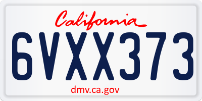 CA license plate 6VXX373