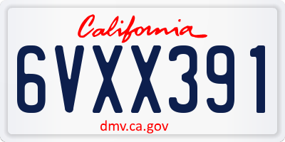 CA license plate 6VXX391