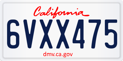 CA license plate 6VXX475