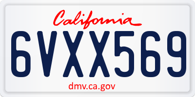 CA license plate 6VXX569