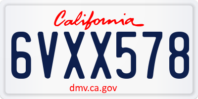 CA license plate 6VXX578