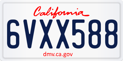 CA license plate 6VXX588