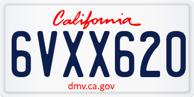 CA license plate 6VXX620