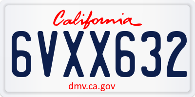 CA license plate 6VXX632