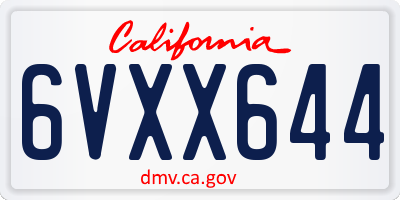 CA license plate 6VXX644