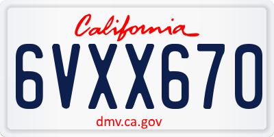 CA license plate 6VXX670