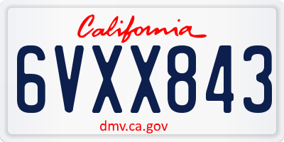 CA license plate 6VXX843