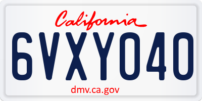 CA license plate 6VXY040