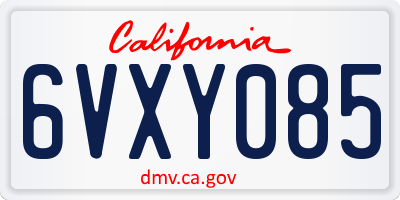 CA license plate 6VXY085