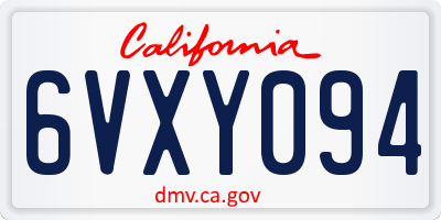 CA license plate 6VXY094