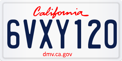 CA license plate 6VXY120