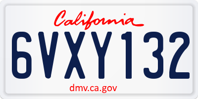 CA license plate 6VXY132