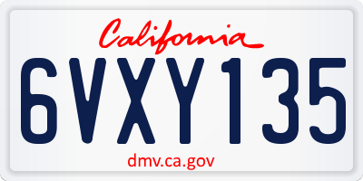CA license plate 6VXY135