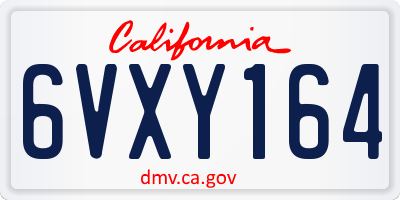 CA license plate 6VXY164
