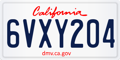 CA license plate 6VXY204