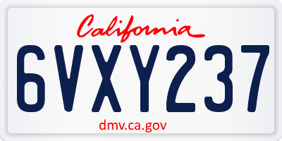 CA license plate 6VXY237