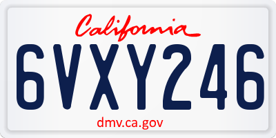 CA license plate 6VXY246