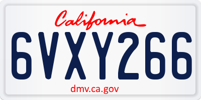 CA license plate 6VXY266