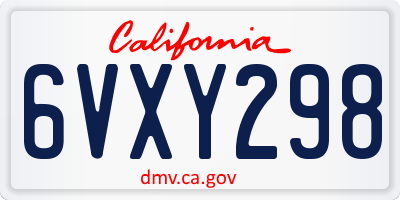 CA license plate 6VXY298