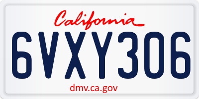CA license plate 6VXY306