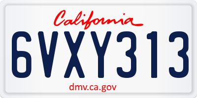 CA license plate 6VXY313