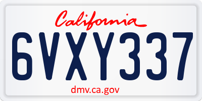 CA license plate 6VXY337