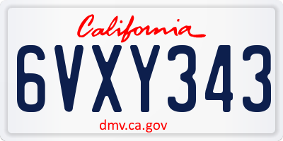 CA license plate 6VXY343