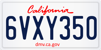 CA license plate 6VXY350