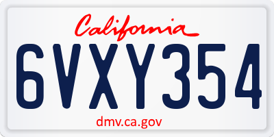 CA license plate 6VXY354