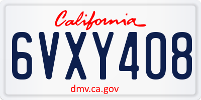 CA license plate 6VXY408