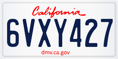 CA license plate 6VXY427