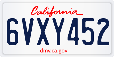 CA license plate 6VXY452