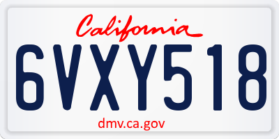 CA license plate 6VXY518