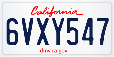 CA license plate 6VXY547