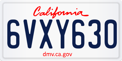 CA license plate 6VXY630