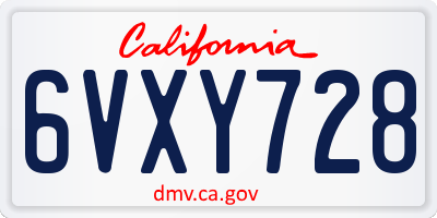 CA license plate 6VXY728