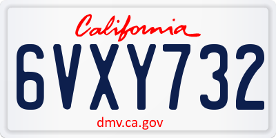 CA license plate 6VXY732