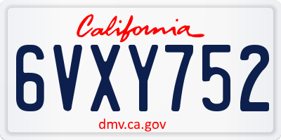 CA license plate 6VXY752