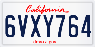 CA license plate 6VXY764