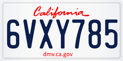 CA license plate 6VXY785