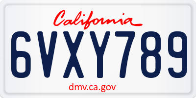 CA license plate 6VXY789
