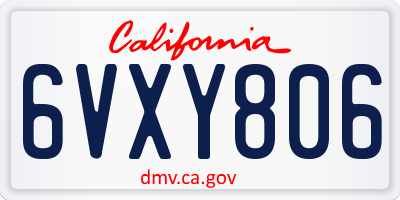 CA license plate 6VXY806