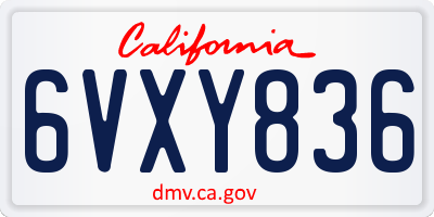 CA license plate 6VXY836